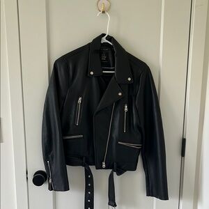 All Saints Black Leather Biker Jacket